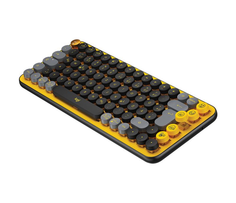 Logitech-POP-Keys-Wireless-Mechanical-Keyboard-With-Emoji-Keys-tastiera-Bluetooth-QWERTZ-Tedesco-Nero-Grigio-Giallo