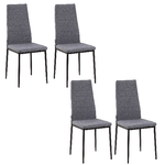 HOMCOM Set 4 Sedie Imbottite per Soggiorno o Sala da Pranzo, Sedie da Cucina Moderne, in Metallo e Tessuto Grigio