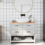 vidaXL Piano Bagno 100x30x2 cm in Legno Massello Non Trattato