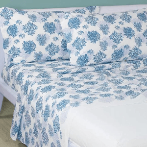 Completo lenzuola matrimoniale Caleffi art.Coral colore blue