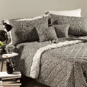 Completo lenzuola matrimoniale Caleffi art.Leopard colore grigio