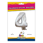 Palloncino Rocca Fun Factory numero 4 argento supershape 40 - 101cm. 1pz