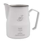 Metallurgica Motta Keep Calm Brocca per Latte, Acciaio Inox, Bianco