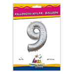 Palloncino Rocca Fun Factory numero 9 argento supershape 40 - 101cm. 1pz