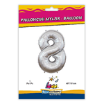 Palloncino Rocca Fun Factory numero 8 argento supershape 40 - 101cm. 1pz