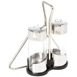 Tescoma 650330 Club Set Sale e Pepe con Portatovaglioli e Stand, Vetro, Trasparente, 1 Pezzo