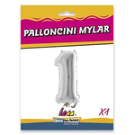 Palloncino Rocca Fun Factory numero 1 argento supershape 40 - 101cm. 1pz