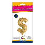 Palloncino Rocca Fun Factory lettera S oro minishape 14 - 35cm . 1pz