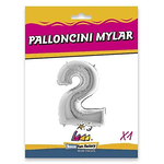 Palloncino Rocca Fun Factory numero 2 argento supershape 40 - 101cm. 1pz