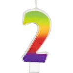 Wilton 8 Centimetri Arcobaleno-Coloured Numero 2 Candela