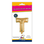 Palloncino Rocca Fun Factory lettera T oro minishape 14 - 35cm . 1pz