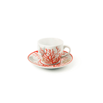 Excelsa Coral Set 6 Tazzine da caffè con Piattino, Porcellana, Multicolore