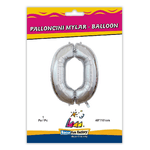 Palloncino Rocca Fun Factory numero 0 argento supershape 40 - 101cm. 1pz