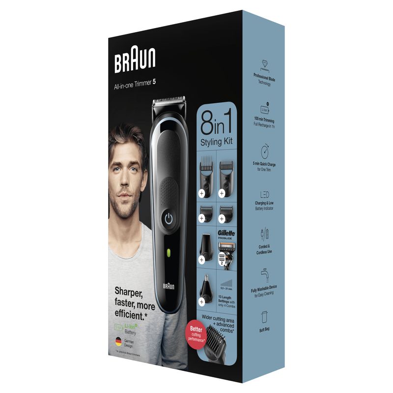 Braun-All-in-one-Rifinitore-Tutto-In-Uno-5-MGK5365-Regolabarba-Uomo-8-In-1-Tagliacapelli-Per-Viso-Capelli