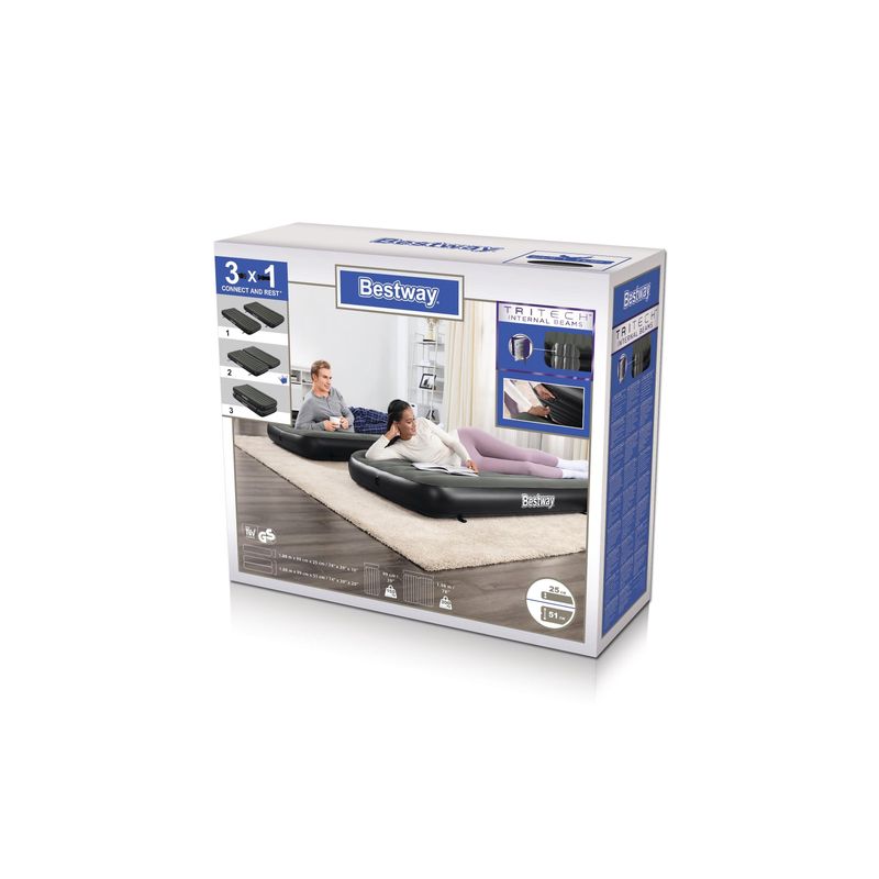 Bestway-Letto-ad-Aria-Gonfiabile-3-in-1-Nero-e-Grigio-188x99x25-cm