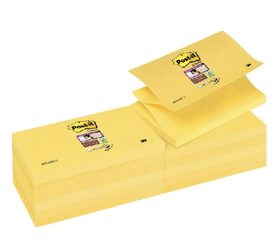 Post-it-Foglietti-Z-Notes-Super-Sticky-Canary-Yellow-Confezione-da-12-blocchetti-76mm-x-76-mm-Colore-Giallo