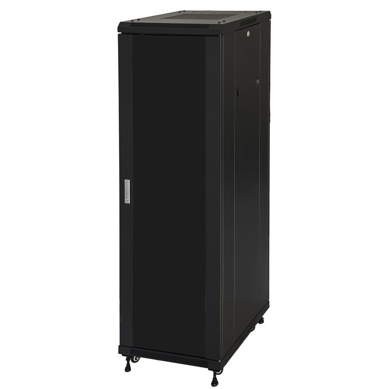 RACK-LINK-19---ARMADIO-42-UNITA---A-2055--L-600--P-800-PORTA-IN-VETRO-COLORE-NERO