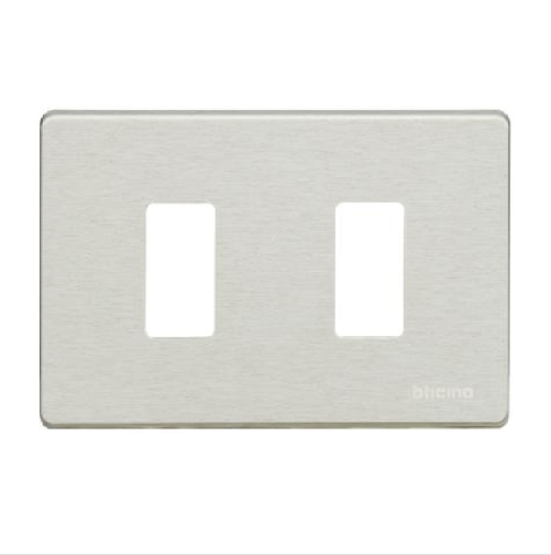 Placca-alluminio-2-posti-scatola-rettangolare-serie-bticino-magic-503-2-x