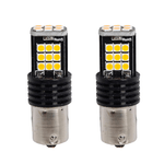 2 Pezzi Lampada Led BA15s S25 P21W 24 SMD 3030 12V 24V 300lm 3.5W Luce Gialla Ambra Piedi Dritti H50mm