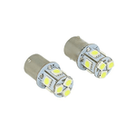 24V Lampada Led Canbus BA15S G18,5 R5W Colore Blu Piedi Dritti 8 Smd 5050 Per Camion Bus Barca