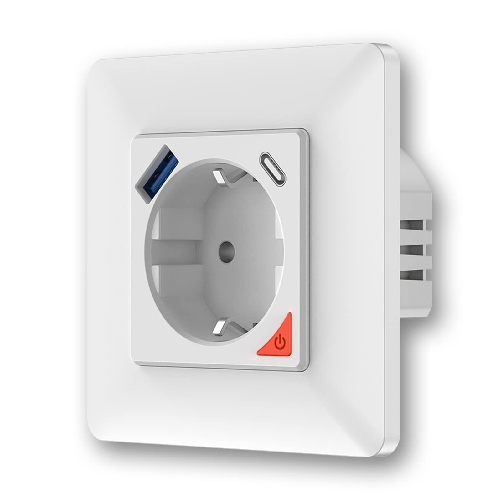 Presa Schuko Wifi, Caricatore USB C PD 20W + USB 3,0, Compatibile Con Supporto Tedesco Francese e Supporto 502 Italiano