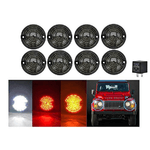 Kit 8 Fanali Led Anteriore Posteriori Laterali Lente Nero Fume Per Land Rover Defender 1983-2016 Compreso Relay CF14