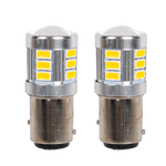 A2ZWORLD 2Pcs Lampadine LED BAY15D P21/5W 12V 24V Canbus, 1W/2.5W Doppio Filamento Attacchi Sfalsati, 18 SMD 3030 300lm, 45mm (Luce Giallo Ambra)