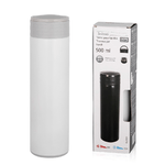 Thermos per Caffe/Acqua da 500mL, Borraccia Termica per Bibite in Acciaio Inox, Mantiene Caldo 8H e Freddo 12H (Grigio, Maniglia Regolabile)