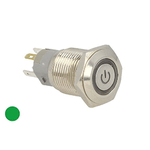 Interruttore Pulsante Bilanciere Metallo Rotondo 5 Pin Con Spia Led Verde 12V Auto Camper Foro 16mm Stagno IP67