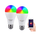 LEDLUX 2 Pezzi Lampade Led Smart, Faretto Led WiFi, RGB + CCT, Dimmerabile APP, Compatible Con Amazon Alexa Google Home (E27 A65 15W)