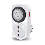 Temporizzatore Presa Elettrica, Timer Meccanico Giornaliero, Temporizzatore Timer 24 Ore, Spina 16A, Presa Bipasso 10/16A (Standard)