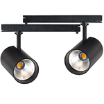 2 Kit Faro Led Da Binario Trifase 30W 4000LM Carcassa Nera 4000K Con Alimentatore Scomparsa CRI 90 UGR 19