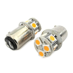 CARALL 2 Pezzi Lampada Led Barca Nautica BA15D B15D 12V 24V 2W No Polarità Piedi Dritti 8 Smd 5050 Baionetta G18 (Bianco Caldo 3000K)