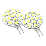 LEDLUX Lampadine LED G4 Bispina DC AC 12V 24V 3,5W 350 Lumen 15 SMD 5630 10V-30V (2 Pezzi, Bianco Freddo 6000k)