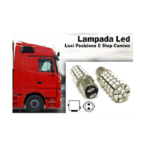 24V Lampada Led BAY15D 1157 S25 68 Smd Rosso Luci Posizione e Stop Camion