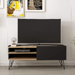 Homemania M.M.01.01.02.02352 Mobile Porta TV Aral, Nero, Legno, Metallo, 124 x 37 x 50 cm