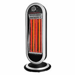 Stufa al Carbonio Oscillante 900W con Potenza Regolabile 2 Livelli con Griglia di Protezione in Metallo Oscillazione Automatico Nero Argento