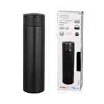 Thermos per Caffe/Acqua da 500mL, Borraccia Termica per Bibite in Acciaio Inox, Mantiene Caldo 8H e Freddo 12H (Nero, Maniglia Regolabile)