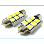 Lampadina Led Siluro Canbus T11 C5W 36mm 6 SMD 5050 12V Luci Targa Con Dissipatore