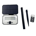 Faro Led Solare 10W 935LM IP65 4000K Montaggio Da Parete O A Terra Con Picchetto Con Sensore Movimento e Telecomando 4 Modalità