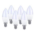 LEDLUX 6 Pezzi Lampada A Led E14 5.5W 220V 470 Lumen Bianco Disponibile 3 Colorazioni e 2 Forme Diversi (6400K, 37X102mm C37)