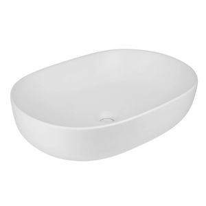 Lavabo da appoggio ceramica bianco ovale arredo bagno lavandino 60x40x15 cm *** finitura- opaco, confezione 1