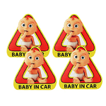 4 Pezzi Adesivi Con Scritta "Baby In Car", Adesivo Bimbo a Bordo, Misura 17,5X17cm, Forma Triangolo, Adesivo Bebe a Bordo