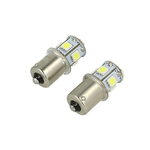 24V Lampada Led Canbus BA15S G18,5 R5W Colore Rosso Piedi Dritti 8 Smd 5050 Per Camion Bus Barca