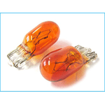 Blister 2 Lampade Alogena T10 WY5W 12V 5W Amber Arancione Zoccolo Vetro W2,1x9,5d