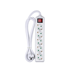 LEDLUX Multipresa Ciabatta Elettrica Con 5 Posti Prese Schuko,Spina Tipo Ibrido F + E,Cavo Lunga 1,5 Metri,Colore Bianco,Max 250V 3680W