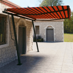 vidaXL Tenda Sole Retrattile Manuale con Pali 4,5x3m Arancione Marrone