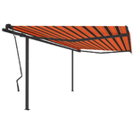 vidaXL Tenda Sole Retrattile Manuale Pali 4,5x3,5 m Arancione Marrone