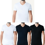 Trade Shop Traesio-maglia T-shirt Da Uomo Intima Manica Corta Scollo A V 100% Cotone Colore Nero -    Xxl