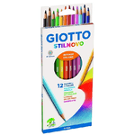 Trade Shop Traesio-set Pastelli Colorati 12 Pz. Matite In Legno Per Colorare Giotto Scuola Disegno -